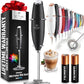 Kitchen Powerful Milk Frother Wand With 2 Duracell Batteries - Ultra Fast Handheld Drink Mixer - Electric Whisk Foam Maker for Coffee, Lattes, Cappuccino, Matcha, Hot Chocolate & Creamer - Black