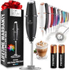 Kitchen Powerful Milk Frother Wand With 2 Duracell Batteries - Ultra Fast Handheld Drink Mixer - Electric Whisk Foam Maker for Coffee, Lattes, Cappuccino, Matcha, Hot Chocolate & Creamer - Black